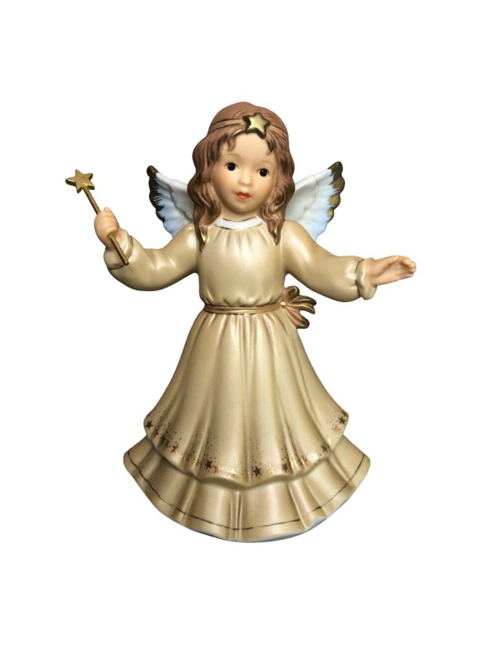 Goebel Hummel Angel Best Wishes Figurine Star Wand Ivory Gold Germany Vintage